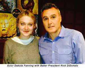 Dakota Fanning with Baker President Rick DiDonato