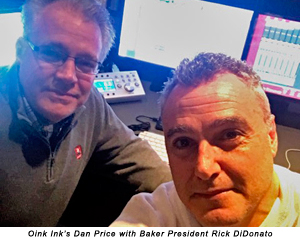 Oink Ink's Dan Price with Baker President Rick DiDonato